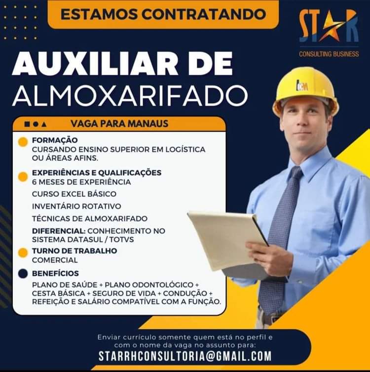 Star Recursos Humanos Seleciona Para Vaga De Auxiliar De Almoxarifado