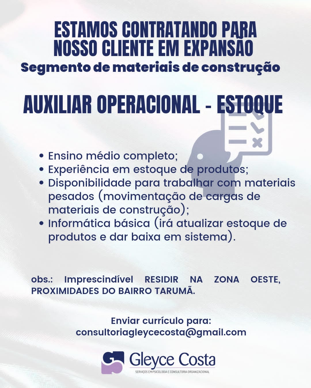 Empresa Segmento De Materiais De Constru O Contrata Auxiliar