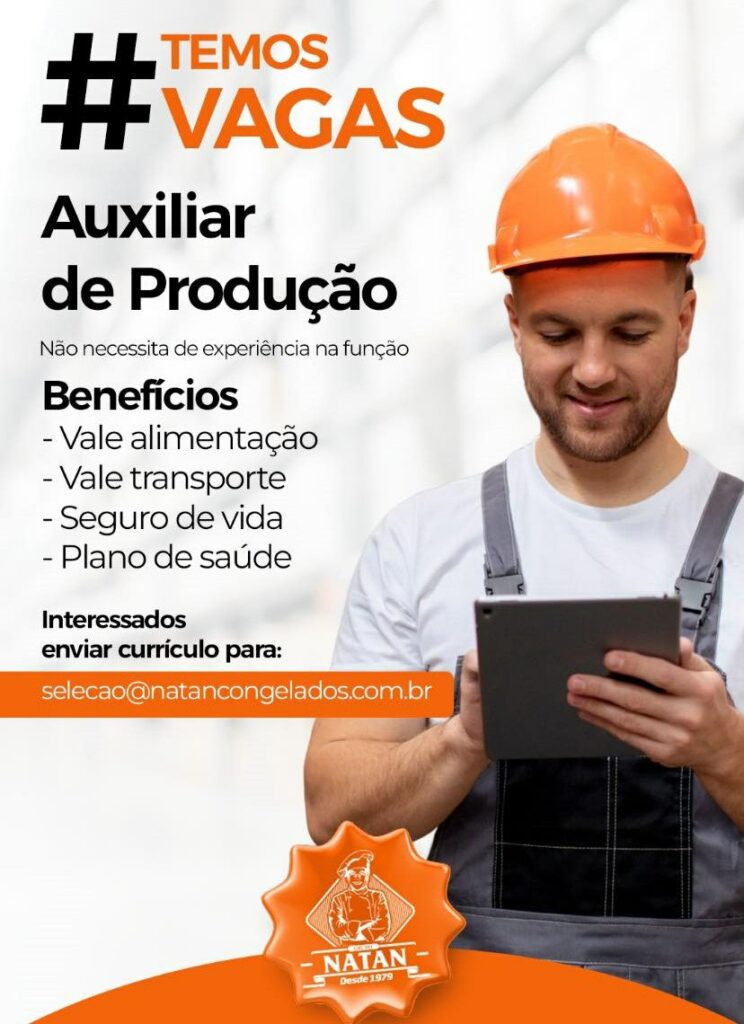 Empresa seleciona para vaga de Auxiliar de Produção Envie seu