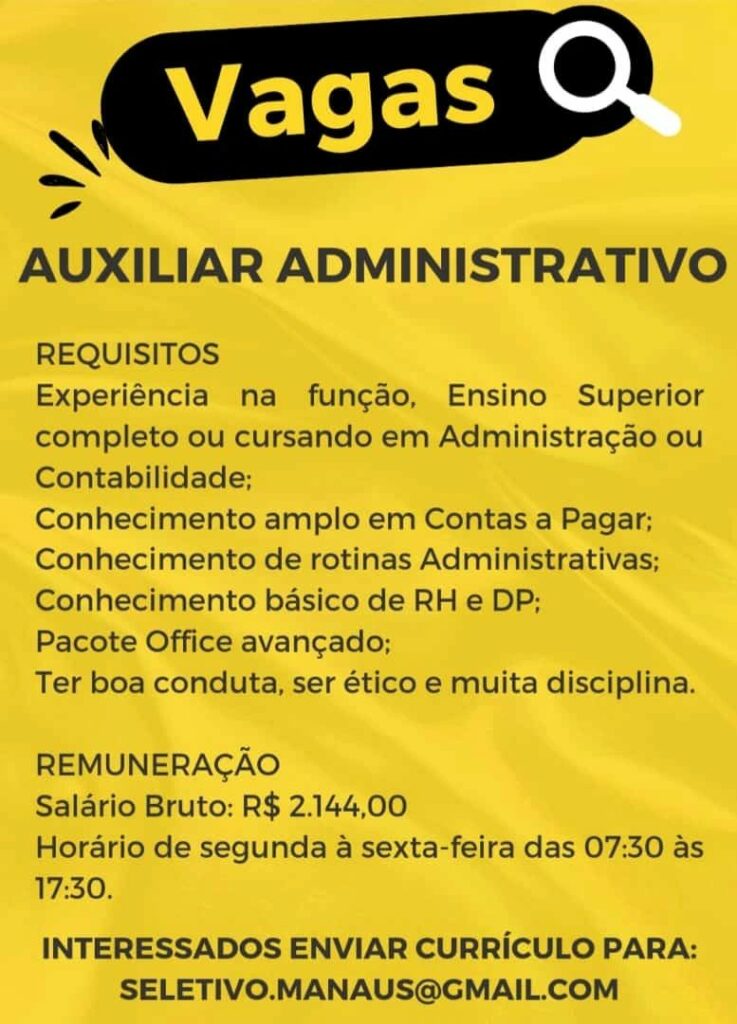 Empresa Deseja Contratar Auxiliar Administrativo Envie Seu Curr Culo