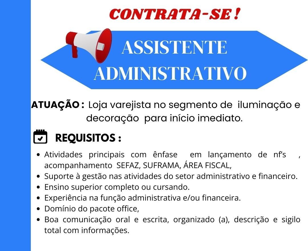 Empresa Deseja Contratar Assistente Administrativo Envie Seu Curr Culo