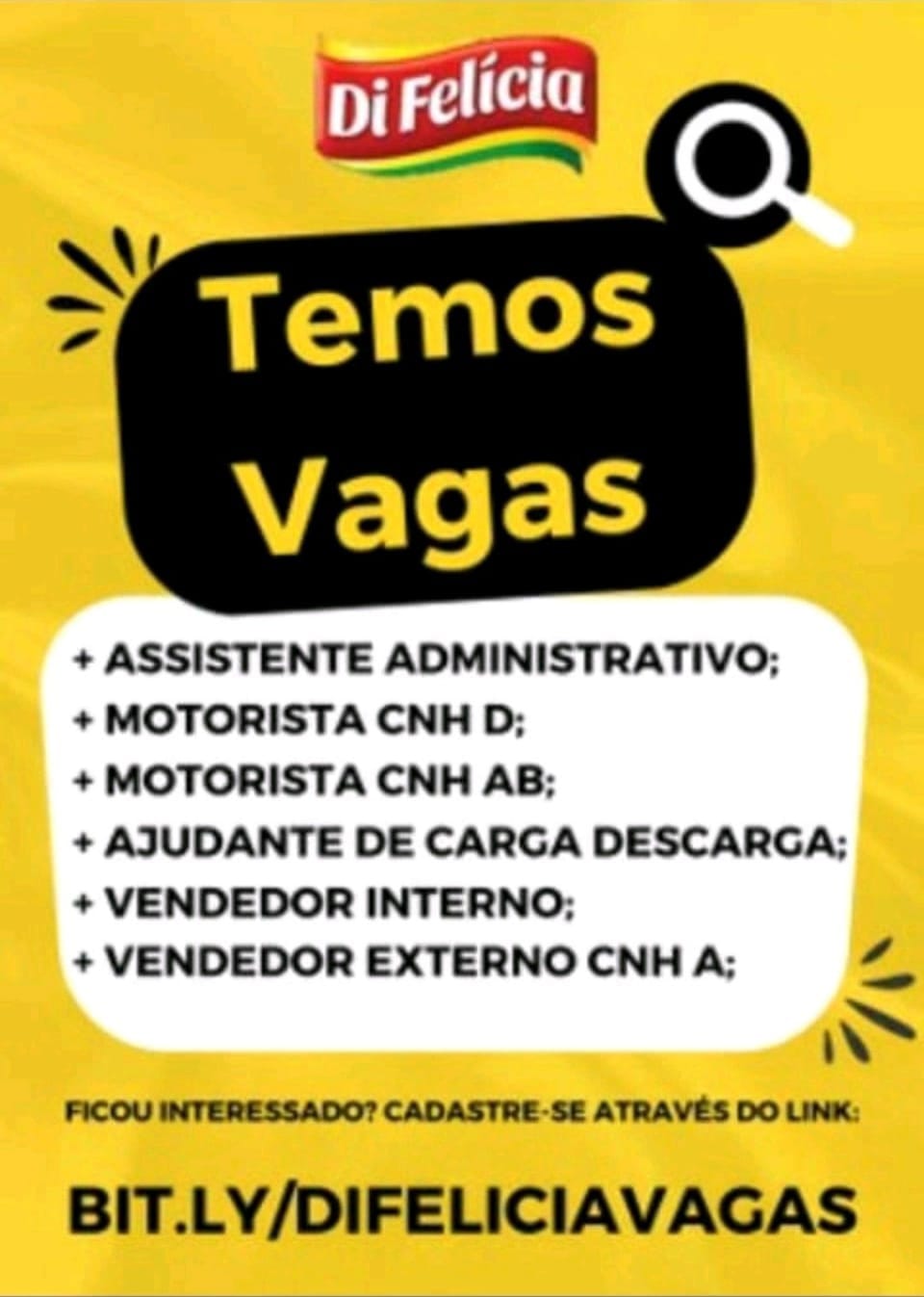 Di Felícia Deseja Contratar Assistente Administrativo Motoristas Ajudante De Carga E Descarga 1767