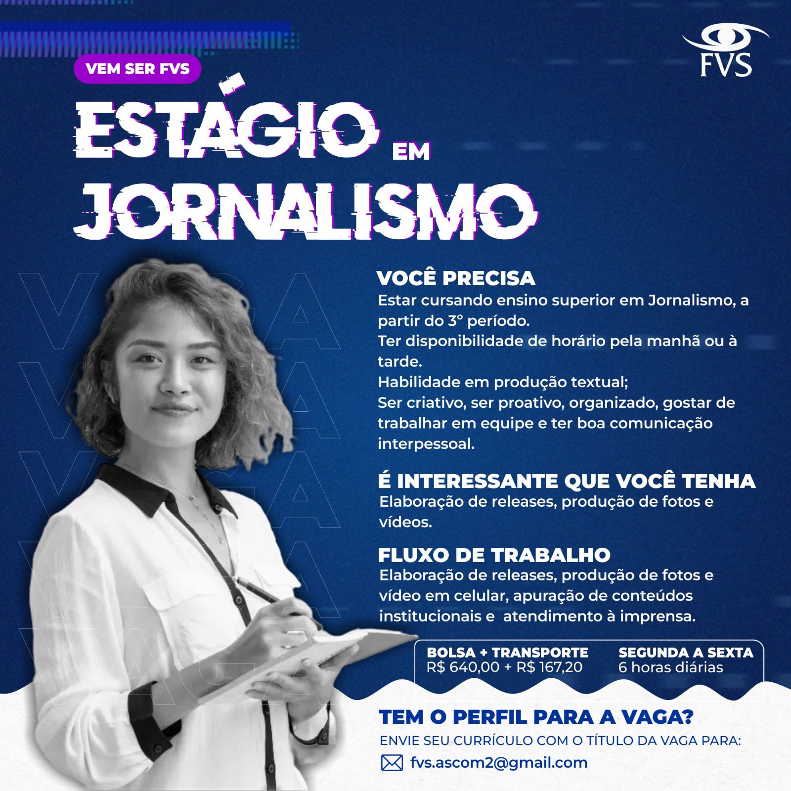 Empresa Abre Seleção Para Vaga De Estágio Em Jornalismo Envie Seu Currículo Central De 9301